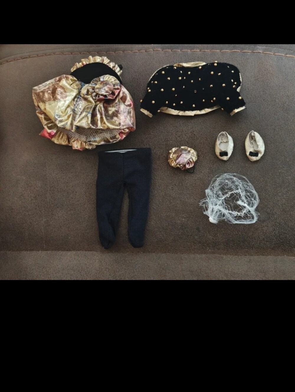 1980s Vogue Ginny Doll 8" Opening Night Black Gold Velvet Outfit Set #70125